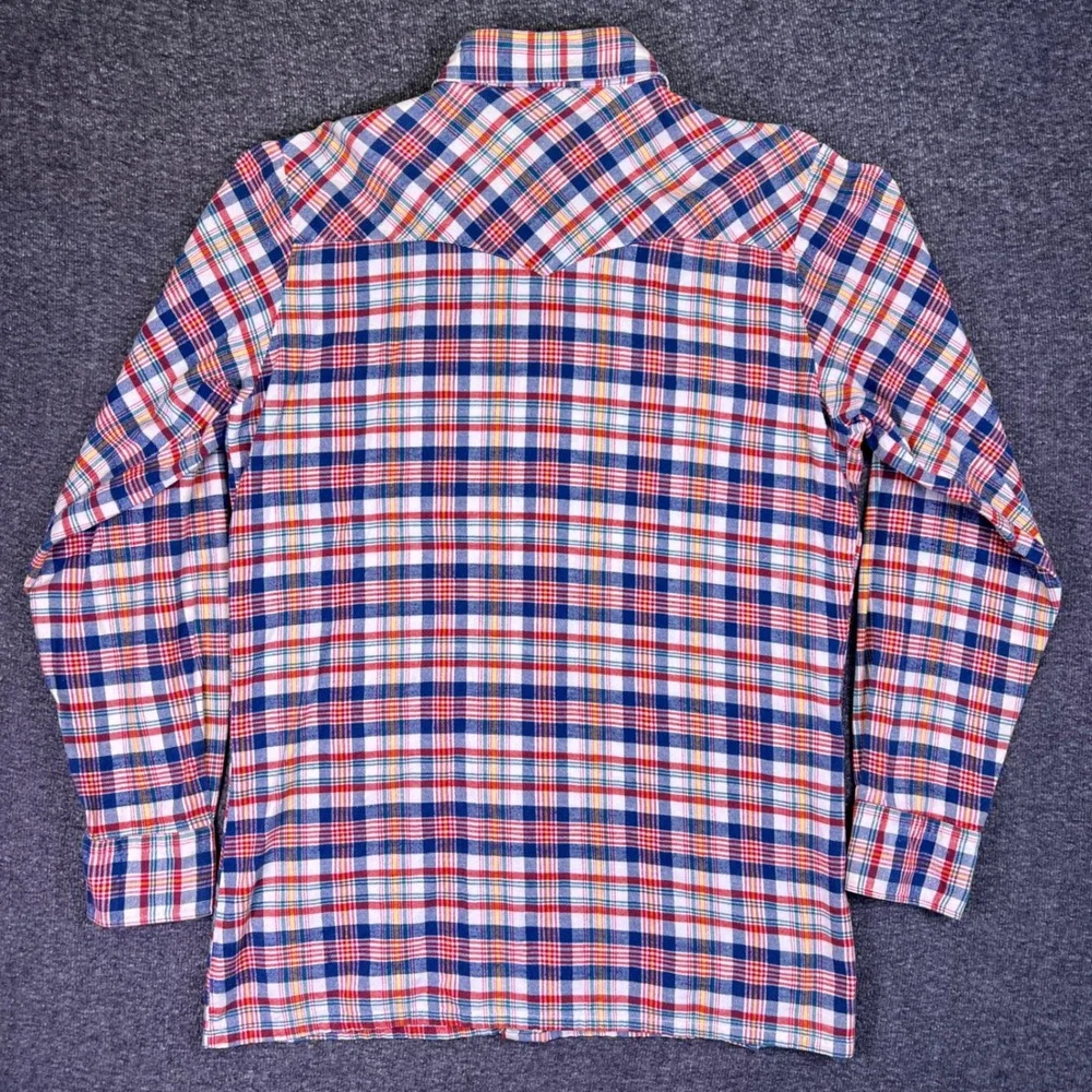 VTG 70s Levis Western Shirt Mens XL Plaid Snap‎ Sportswear Retro Big E White Tab